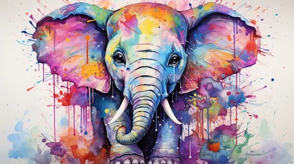 Foto op Canvas Charming elephant in a delightful artistic watercolor style majestic animal. Generative AI © artbot