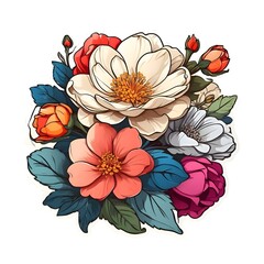 flower sticker ,high resolution sticker, illustration flower sticker