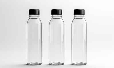 set of empty water bottles mockup