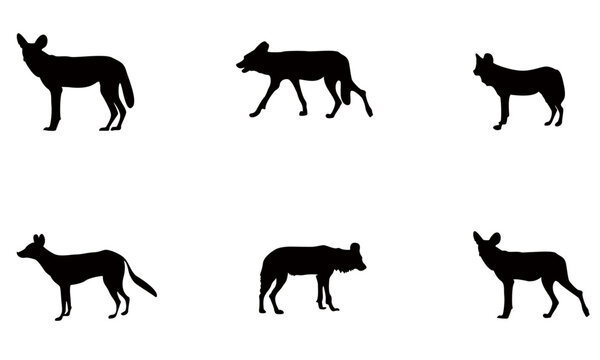 African wild dog SILHOUETTES & VECTOR COLLECTION