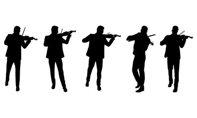MAN PLAYING violin SILHOUETTES & VECTOR COLLECTION - obrazy, fototapety, plakaty