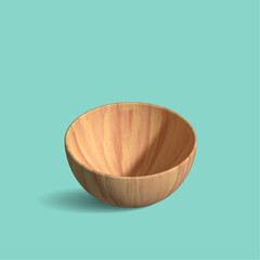 wooden bowl 3d illustration