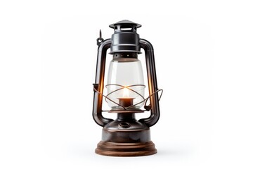 Old Oil Lamp Lantern Isolated On White Background. Сoncept Antique Lantern, Vintage Lighting, Atmospheric Decor, Nostalgic Home Accents