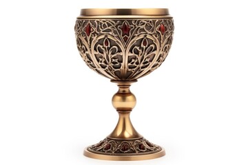 Ornate Antique Chalice Isolated On White Background