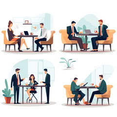 Business meeting set design illustration