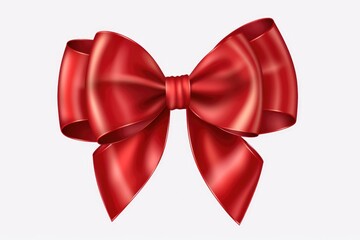 Red Ribbon And Bow Isolated On White Background. Сoncept Holiday Gift Wrapping Ideas, Festive Decorations, Gift Presentation, Diy Wrapping Techniques