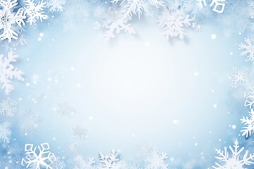 White Snowflake Frame, Winter Background - obrazy, fototapety, plakaty