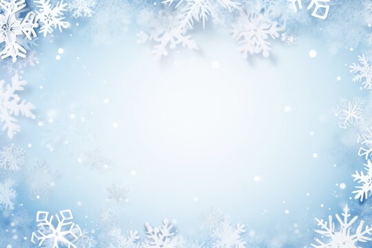 White Snowflake Frame, Winter Background