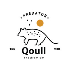 vintage retro hipster quoll logo vector outline monoline art icon