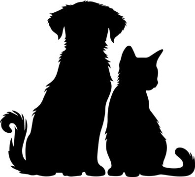 recommend clip art: Cats And Dogs Sitting Silhouette Vector EPS