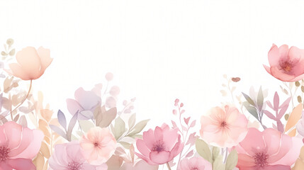 Watercolor soft pink flower garden background