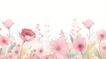 Watercolor soft pink flower garden background