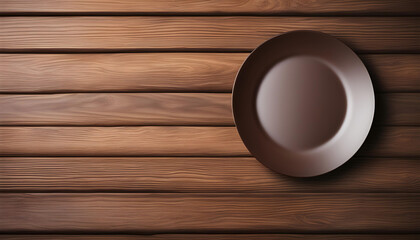 Fototapeta na wymiar Brown plate in the wooden table