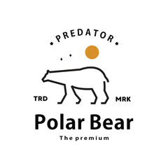 vintage retro hipster polar bear logo vector outline monoline art icon