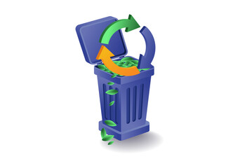 Infographic concept of rotating arrows over organic waste