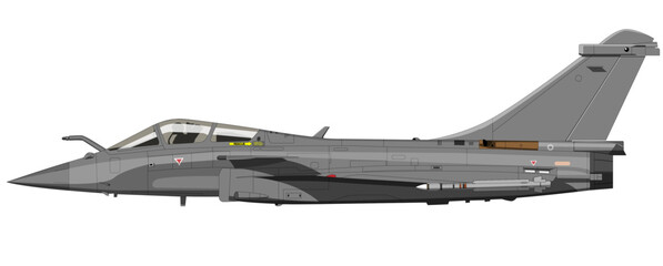 Dassault Rafale Side View Editable Vector Illustration - For Posters, Patches, Banners and other merchandize. 