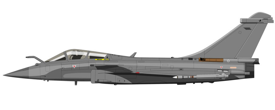 Rafale Side View Editable Vector Illustration - For Posters, Patches, Banners and other merchandize. 