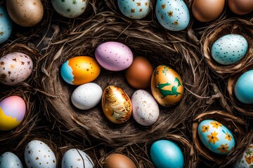Fototapeta na wymiar easter eggs in nest