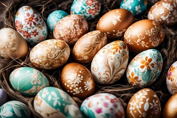 easter eggs in a basket