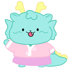 a dragon wearing a traditional Korean costume