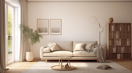 soft living room interior. Generative AI.