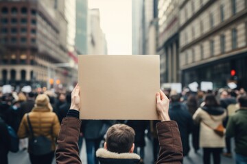 peoples with empty placards and posters in the street