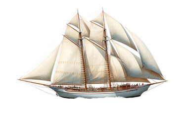 Obraz premium Elegance on the Waves Realistic Image Showcase of an Ivory Schooner on White or PNG Transparent Background
