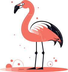 Flamingo vector illustration in flat style on white background