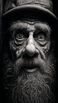 Absurd hyper-detailed scratch art In the style of black and white hyper-realism generative ai 