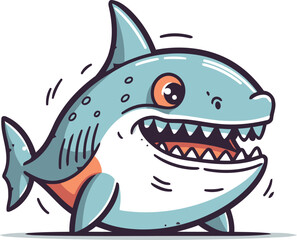 Cartoon shark vector illustration cute shark character vector shark