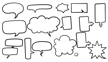 Set of hand drawn speech bubbles