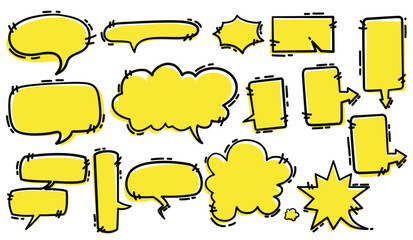 Set of hand drawn speech bubbles