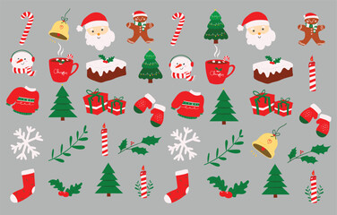 Merry Christmas. Set of Christmas ornament illustrations