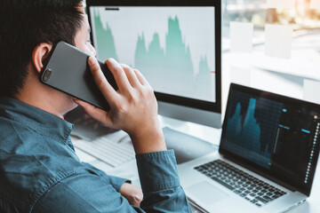Business  Investment Entrepreneur Trading discussing and analysis graph stock market trading,stock chart concept