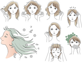 ダメージヘアに悩む女性のセット