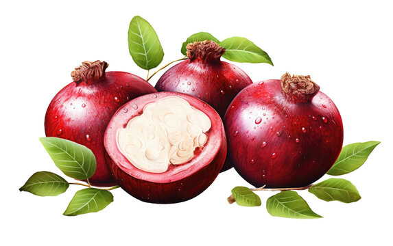 A Realistic Image Showcase of Mangosteen on White or PNG Transparent Background