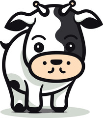 Cute cow cartoon vector illustration cute cow face character