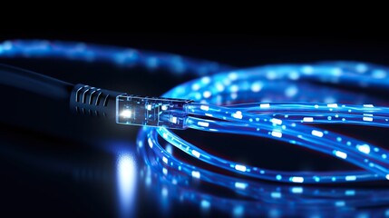 closeup of network cables, optical fiber .abstract background. Generative AI
