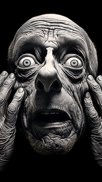 Absurd hyper-detailed scratch art In the style of black and white hyper-realism generative ai 