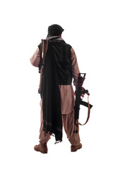 man in military outfit warrior PMC on a white background