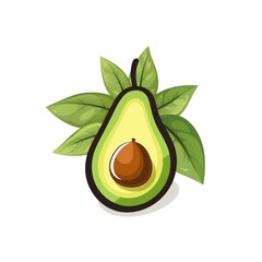 Simple graphic logo of avocado on white background.