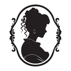 cameo silhouette vector icon isolated on white background - obrazy, fototapety, plakaty