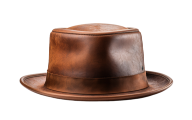 A Realistic Image Capturing the Classic Appeal of the Pork Pie Hat in Men's Fashion on White or PNG Tarnsparent Background