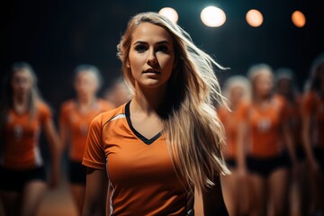 female volleyball player portrait - obrazy, fototapety, plakaty