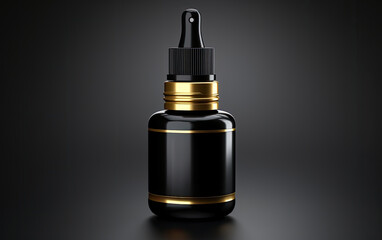 Naklejka premium A black bottle of perfume isolated.