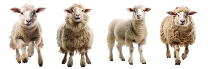 Foto op Plexiglas Collection of sheeps isolated on white background © Luckyphotos