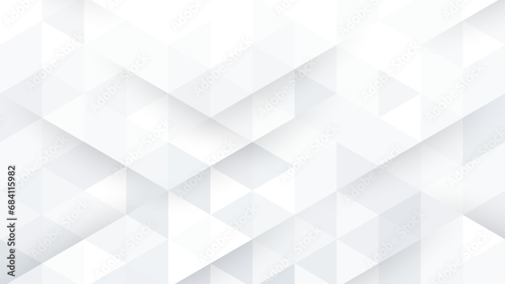 Wall mural abstract 3d white background with shadow and hexagon patten. triangle mosaic template for technology