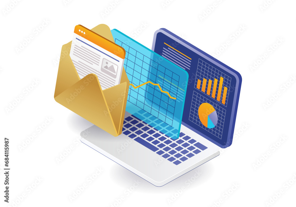 Wall mural concept illustration of analyzing technology development data