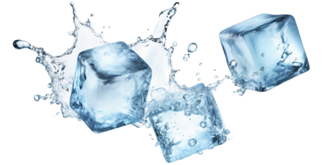 Flying melting ice cubes, cut out