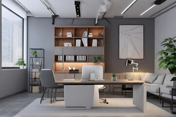 interior design of modern  working office
